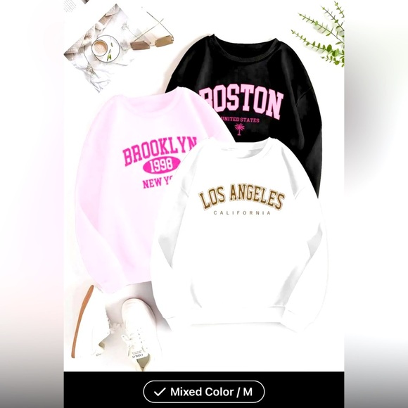 Tops - Graphic Sweatshirts - Black, Pink, White